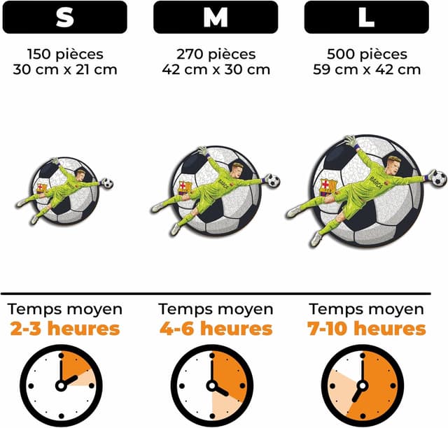 Detalle de Puzzle en bois Iconic Puzzles Barcelona – Ter Stegen, licence officielle, taille M, 270 pièces