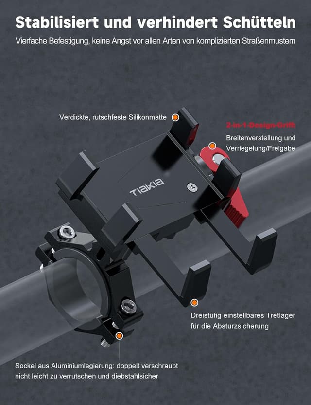 Thumbnail 1 de Tiakia Handyhalterung Fahrrad Aluminium 6 Klauen 360°