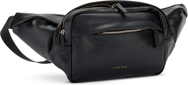 Detalle de Expatrié Justine Bauchtasche Damen Schwarz – Brusttasche & Bumbag mit gepolstertem Handyfach