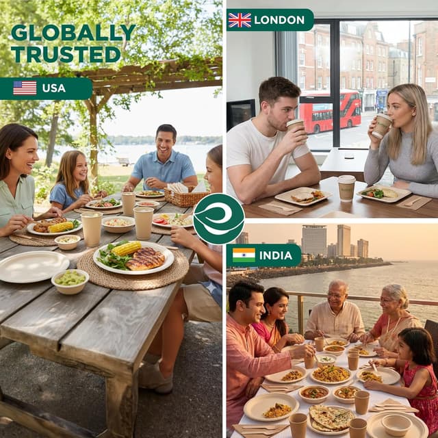 Detalle 2 de ECO SOUL Paper Plates (25Cm/10") – 1000-pack heavy-duty compostable dinner plates