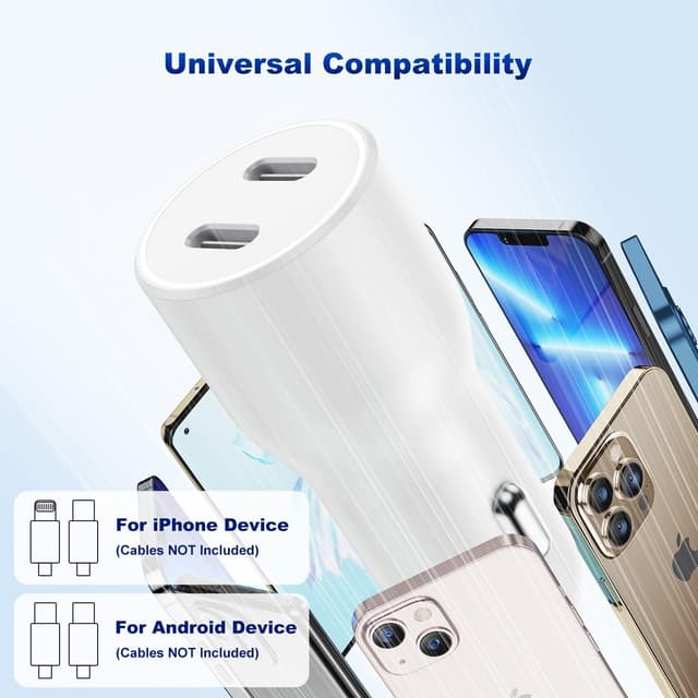 Thumbnail 6 de iPhone 14/13 Car Charger (Apple MFi Certified) 45W Dual-Port USB-C Adapter with 6ft USB-C to Lightning Cables