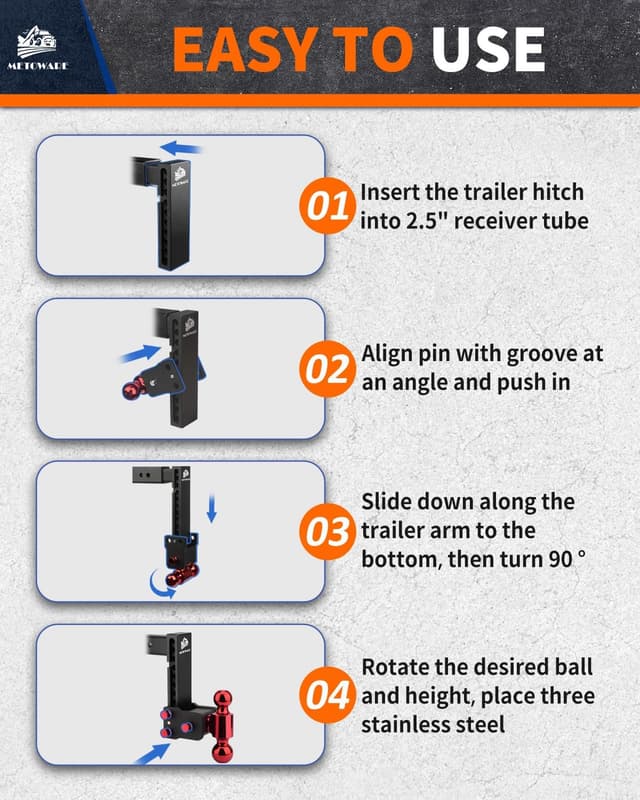 Thumbnail 4 de METOWARE Adjustable Trailer Hitch 18,000 lb