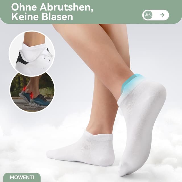 Detalle de Mowenti – 10 paires de chaussettes de sport respirantes en coton (socquettes) pour homme et femme