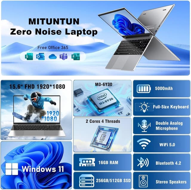 Thumbnail 1 de MITUNTUN 2026 Laptop 15.6" 16GB 256GB