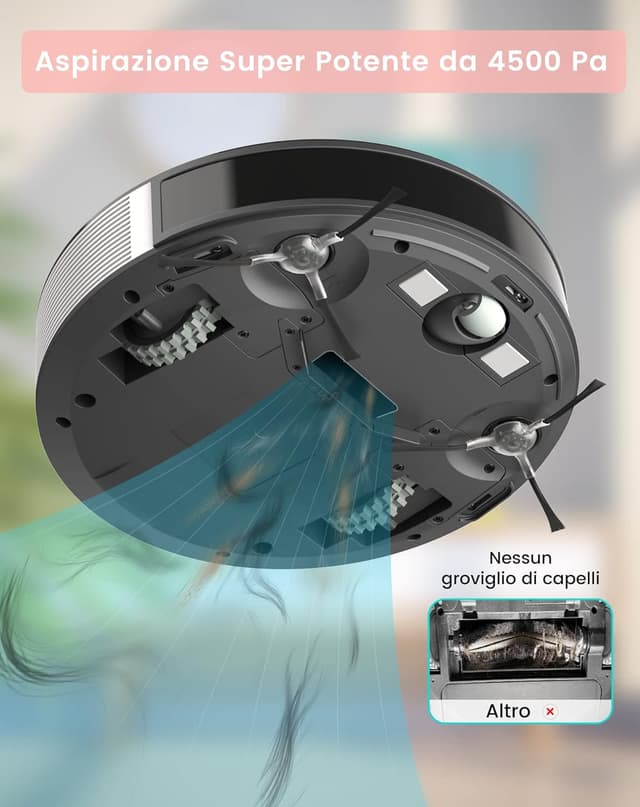 Detalle 2 de Lefant N1R Robot Aspirapolvere con 4500Pa, fino a 165 minuti e 4 modalità