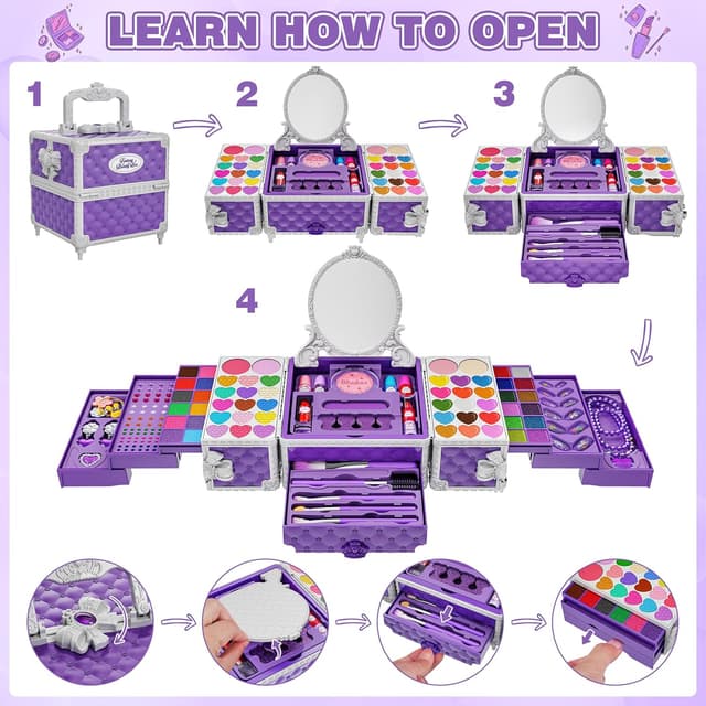 Detalle 2 de 99 Pcs Kids Makeup Kit for Girls โ Playset ๐