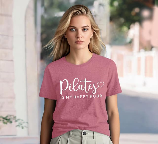 Detalle 2 de Qskall women’s Pilates T-shirt for yoga, workout and everyday wear