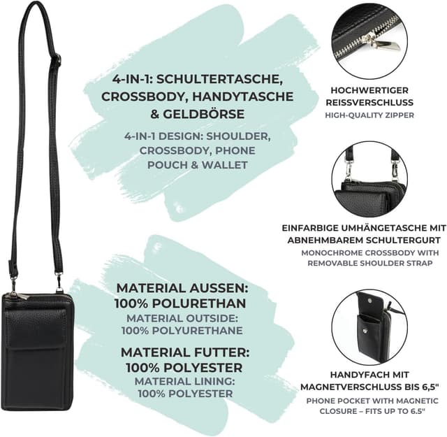 Detalle 2 de styleBREAKER 02012362 mini borsa da donna con tracolla rimovibile e protezione RFID