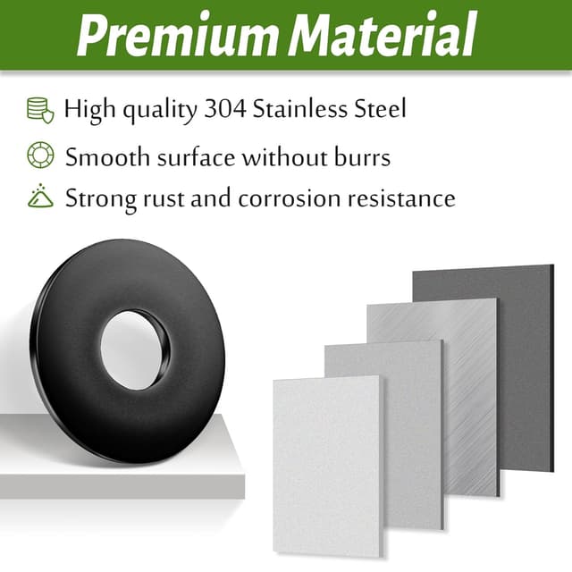 Detalle 2 de Jeboler Unterlegscheiben M6 Schwarz aus Edelstahl A2 (V2A), DIN 9021, 25 Stück