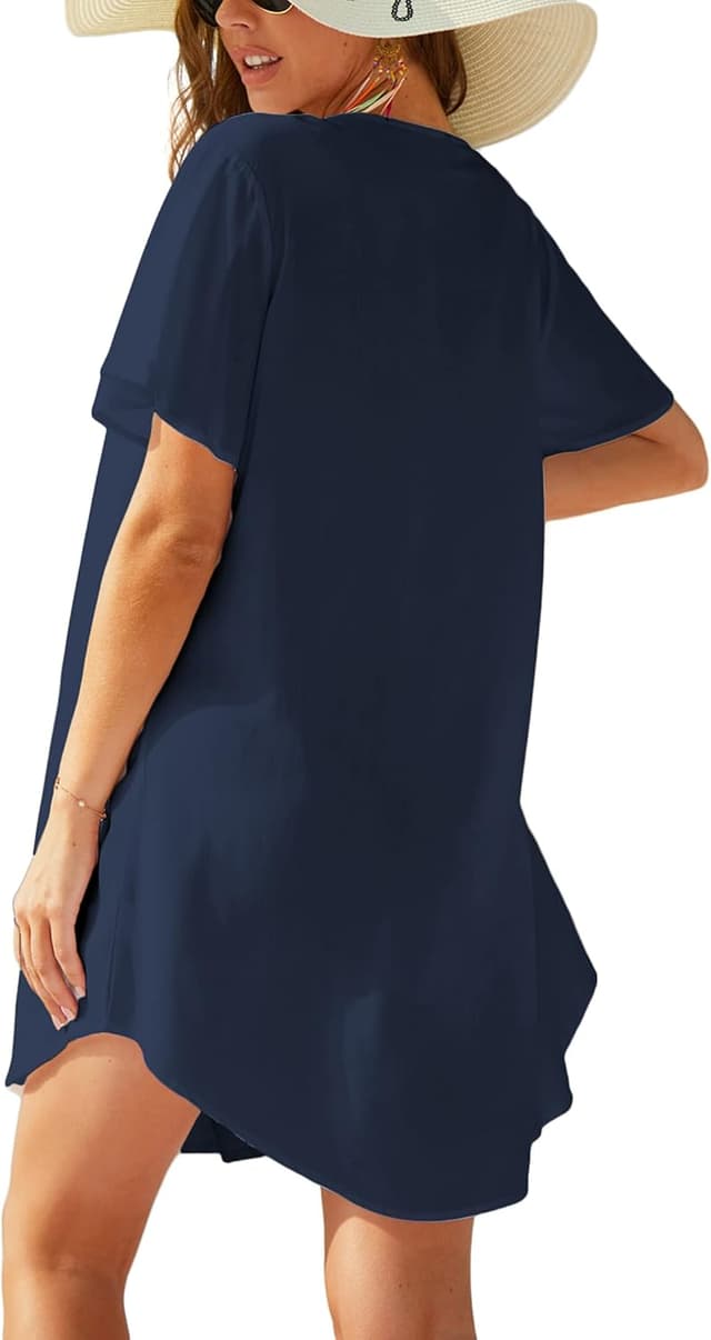 Detalle de Ekouaer copricostume donna con scollo a V e pizzo, vestito estivo tipo bikini cover-up