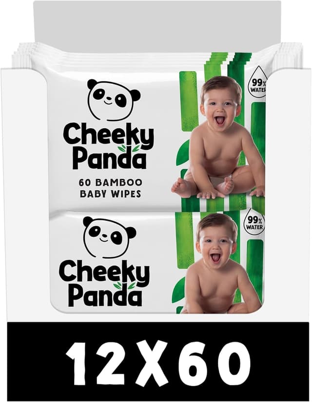 Detalle de The Cheeky Panda Bamboo Biodegradable Baby Wipes Multipack (99% purified water) | 60 wipes per pack