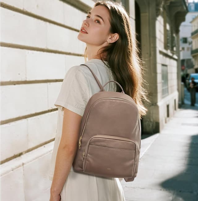 Thumbnail 6 de Sac à dos en cuir véritable Kattee pour femme avec compartiment pour ordinateur 14 pouces