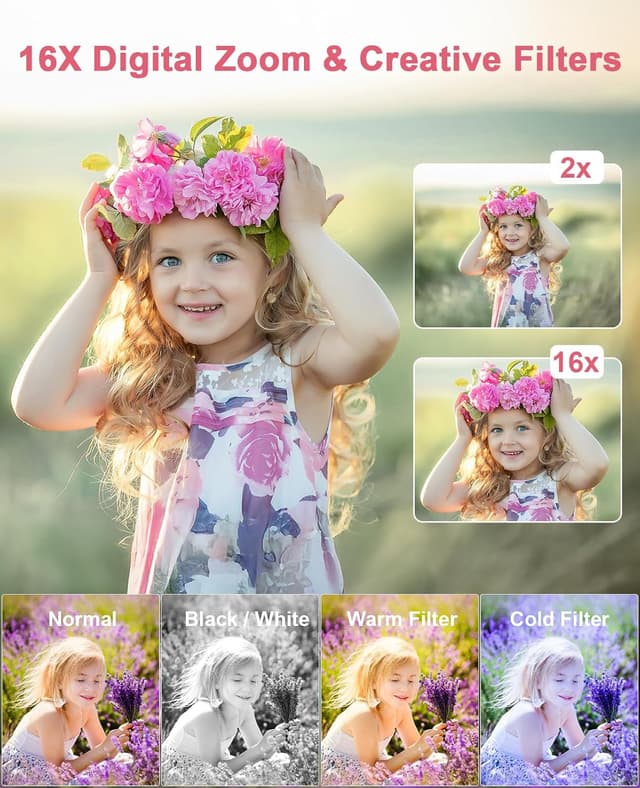 Detalle 2 de Digital Camera 1080P 44MP Compact Camera 16x Zoom