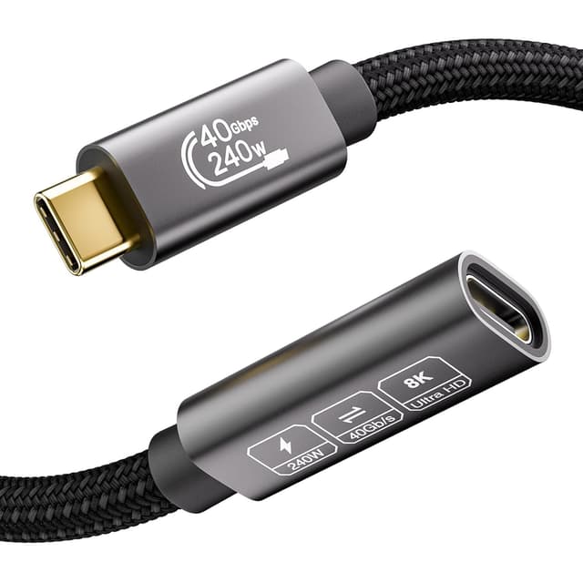 Detalle de EUDOBEL USB-C Verlängerungskabel 2 m (USB 4 / Thunderbolt 4) bis 40 Gbit/s, 8K@60 Hz, bis 240 W PD 3.1