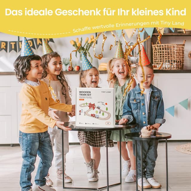 Thumbnail 6 de Tiny Land Holz-Eisenbahn-Set 39-teilig mit Schienen, Brücke und Figuren (ab 3 Jahren)