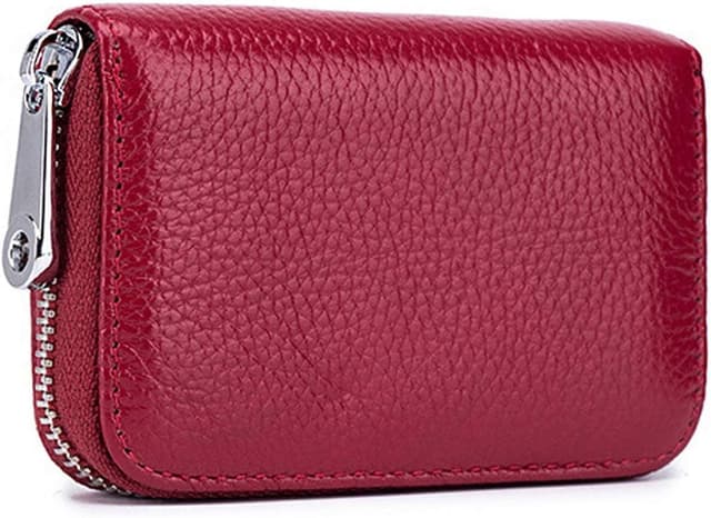 Detalle de Meowoo RFID Blocking Genuine Leather Mini Card Wallet with Zipper