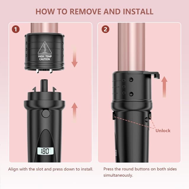 Thumbnail 6 de Lockenstab-Set NWOUIIAY 6-in-1 mit LCD & keramischer Beschichtung (80–230 °C)