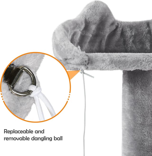 Thumbnail 6 de Yaheetech Cat Tree 158cm tower with scratching posts, 2 houses and dangling balls (light grey)