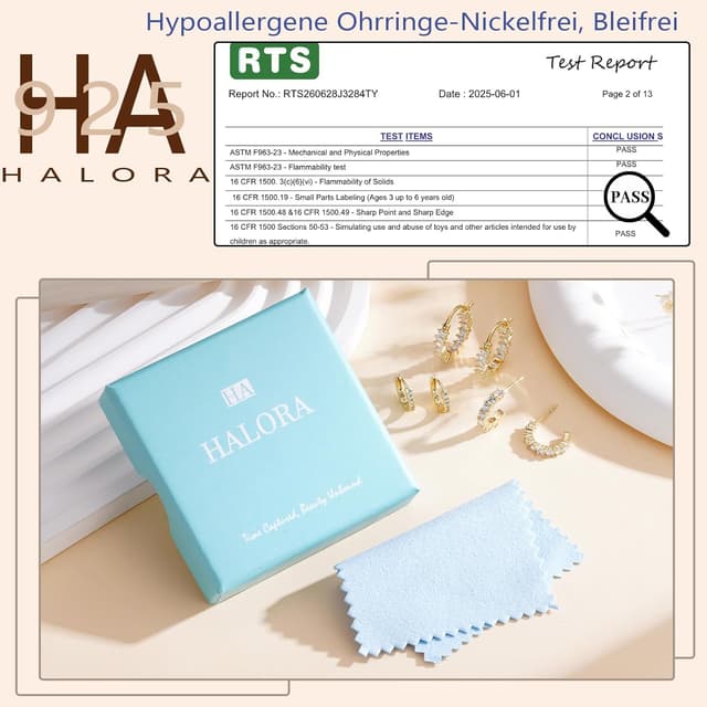 Detalle de Halora 3 Paar Creolen Set aus Silber 925 mit hypoallergenen Eigenschaften (Damen)