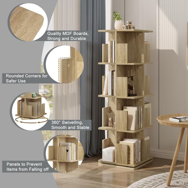 Thumbnail 5 de EUGAD Estantería Librería de Árbol 360° Giratoria 🌳