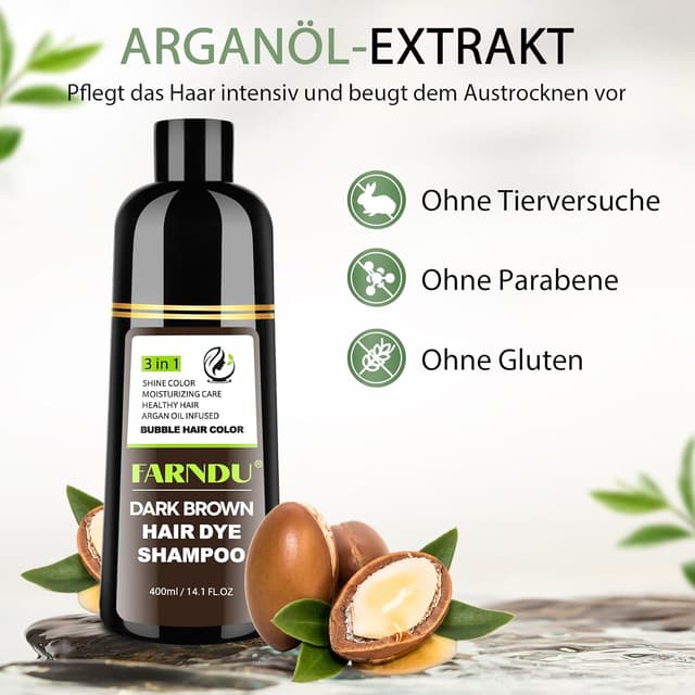 Detalle 1 de Dunkelbraunes Haarfärbeshampoo 3 in 1 400 ml