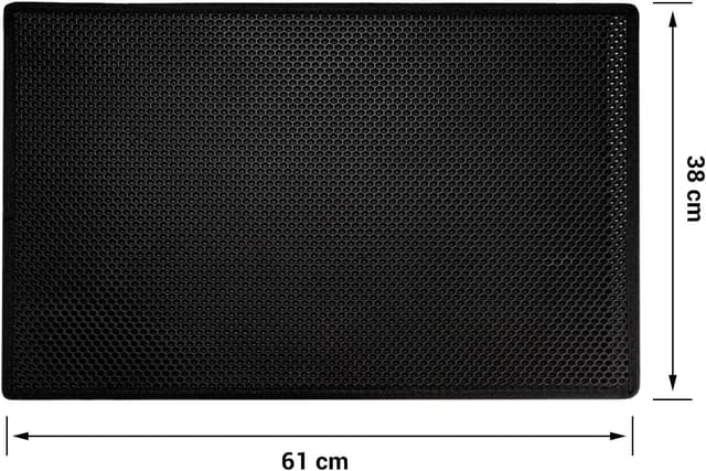 Detalle 2 de Pieviev Double-Layer Honeycomb Cat Litter Tray Mat (61 x 38cm) EVA, Non-BPA, Washable, Black