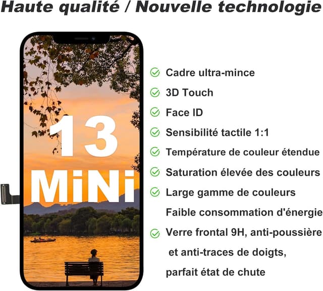 Detalle de Écran LCD DIGI4U pour iPhone 13 Mini (5,4 pouces) avec kit de réparation