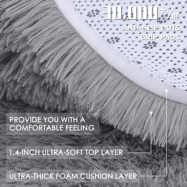 Detalle 2 de Homaxy Fluffy Shaggy Rug (120 x 160 cm) – Large anti-slip, machine washable shaggy carpet in grey
