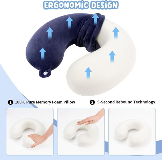 Detalle de WENGX travel neck pillow, memory foam