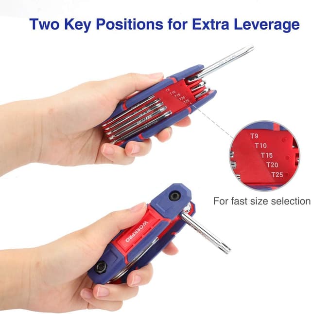 Detalle 2 de WORKPRO set di chiavi esagonali 24 pezzi (metriche e Torx, Cr-V) per bici e piccoli lavori in casa