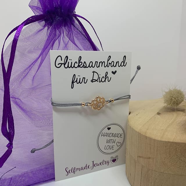 Thumbnail 6 de Selfmade Jewelry Armband Damen Roségold „Pfote“ – größenverstellbares Makramee mit Geschenkverpackung