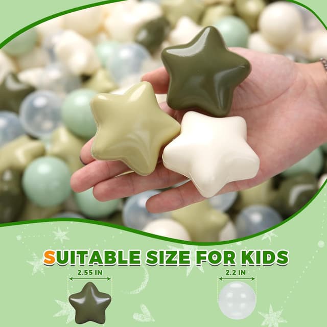 Detalle de TRENDPLAY Star Ball Pit Balls for Toddlers (Non-Toxic, 2.2-inch) — Star + Round Set for Play Tents & Ball Pits