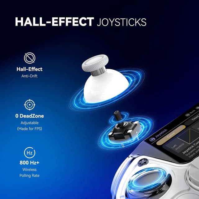 Detalle de FIEHDUW ManbaOne NO DRIFT interactive screen gaming controller (Hall Effect) for PC, Switch & mobile
