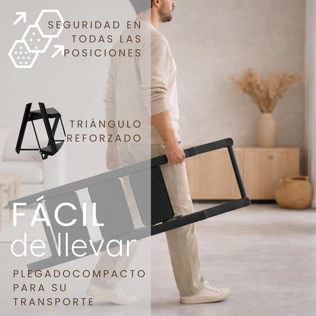 Thumbnail 5 de UABA Escalera Plegable 3 Peldaños Negra