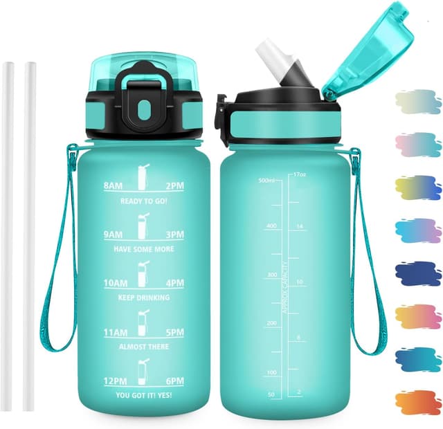 Detalle de JAPORIA Borraccia 500 ml con cannuccia, marcatori temporali e tracolla