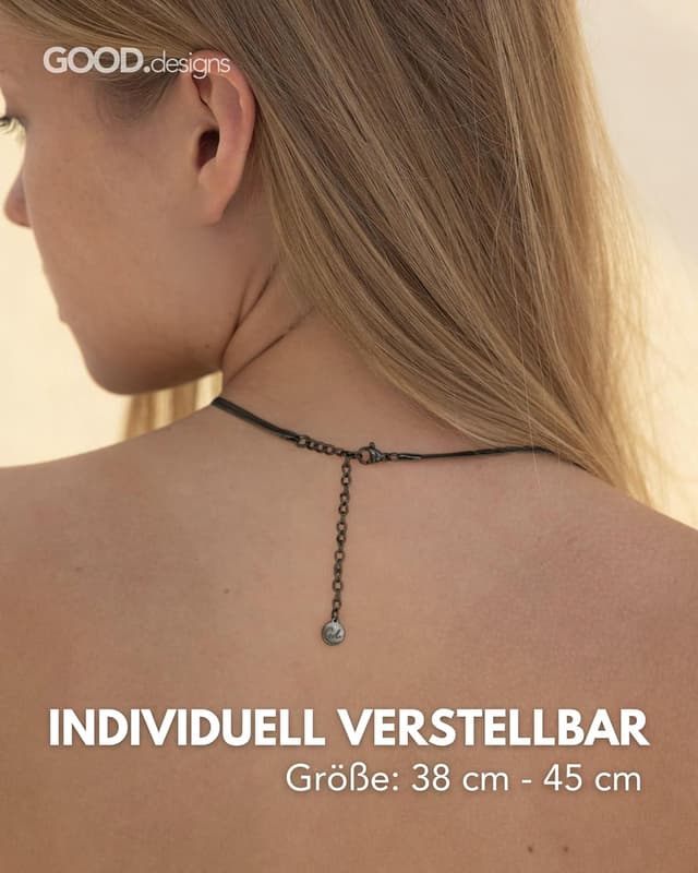 Detalle de GD GOOD.designs Schlangenkette Damen – flache Halskette ohne Anhänger aus Edelstahl (wasserfest, verstellbar 38–45 cm)