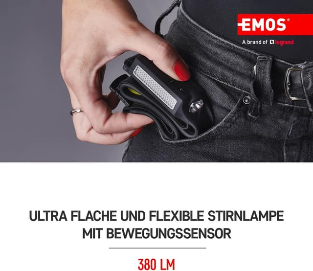 Detalle de EMOS lampada frontale ricaricabile con sensore di movimento e 4 modalità, 380 lm