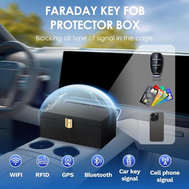 Detalle 2 de lanpard Extra Large Faraday Box for Car Keys (8.6 x 5.1 x 4.1 inches) – keyless signal blocking key protector