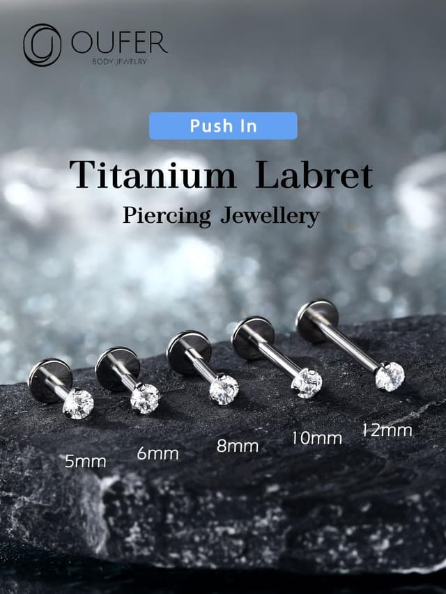 Detalle 2 de OUFER Lip Bar Titanium Push in 16G