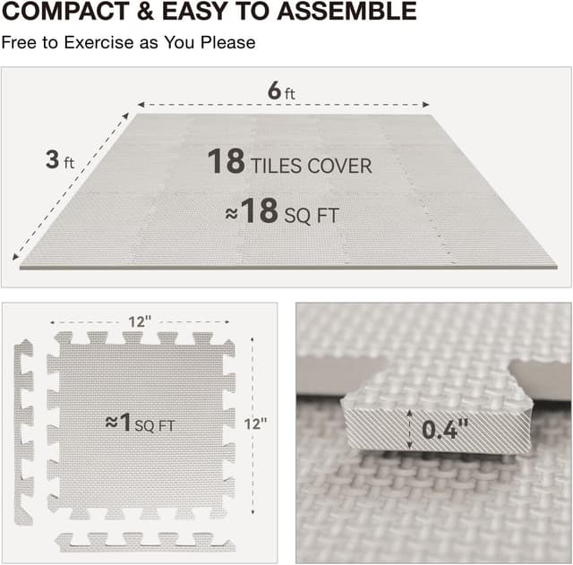 Thumbnail 2 de AIRHOP 12x12In 18-Tile Gym Mat 1.67 m2 🧘