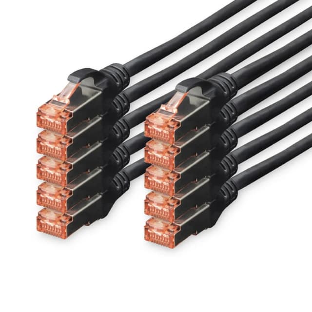 Imagen de Digitus 10x Cable de red Cat6 S/FTP 0,25 m Negro 📡 en OfertitasTOP