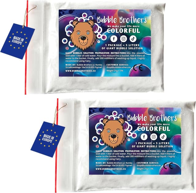 Detalle de Bubble Brothers Seifenblasenflüssigkeit für Riesenseifenblasen (2 x 5 Liter) Nachfüllflasche