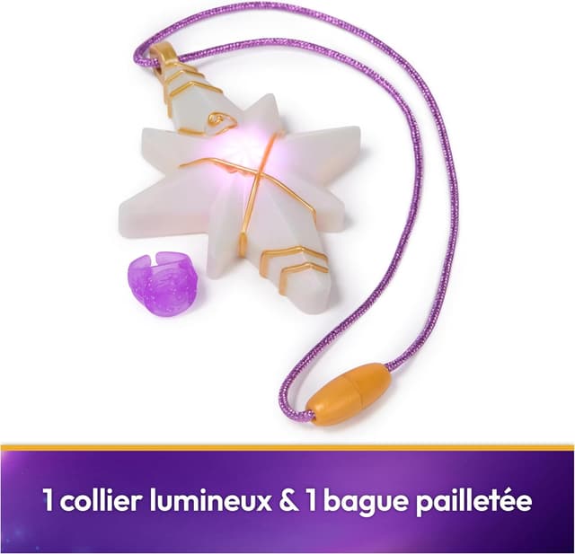 Detalle de Unicorn Academy L’Ecole des Licornes : collier lumineux et bague pailletée Sophia