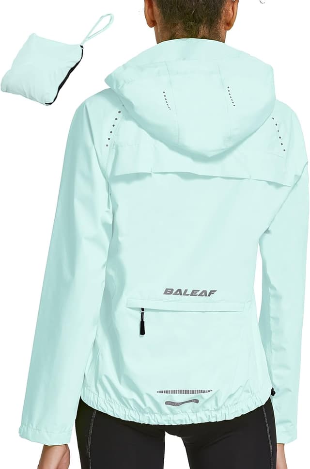 Detalle 2 de baleaf Damen Fahrradjacke Regenjacke wasserdicht & atmungsaktiv – leichte Outdoor-Windjacke für Sommer, Trekking & Sport