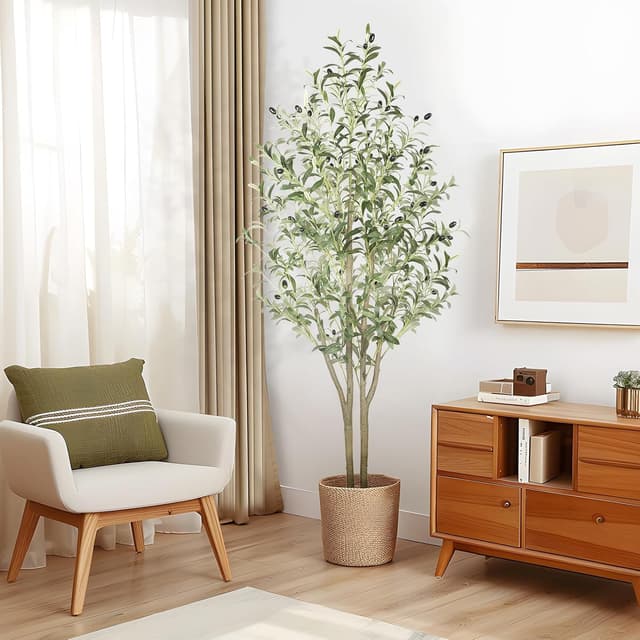 Detalle 2 de Alupssuc 5FT Artificial Olive Tree (150cm) – faux olive plant with lifelike leaves and adjustable branches for indoor & outdoor decor