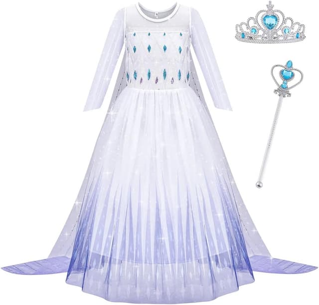 Thumbnail 6 de AOOWU Vestito Bambina Principessa con accessori per carnevale, Halloween e feste (150cm)