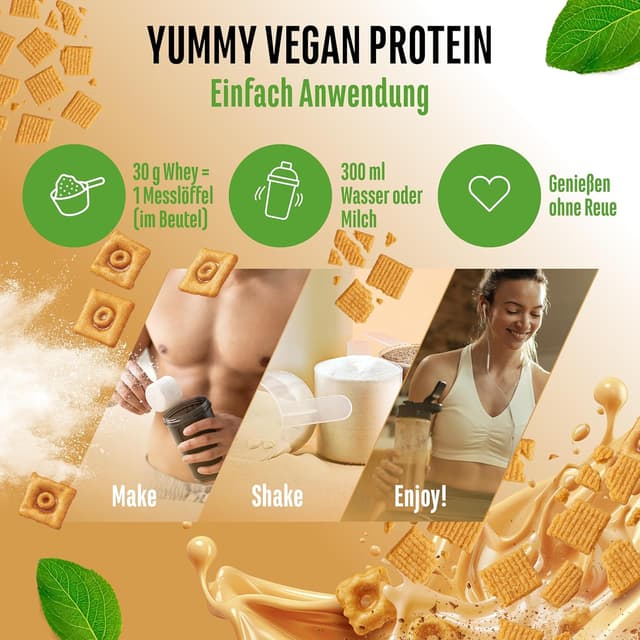 Thumbnail 6 de vit4ever Yummy Vegan Protein Cinnamon Cereal mit Chunks – veganer Proteinshake aus Fava-Bohnen-Isolat (908 g)