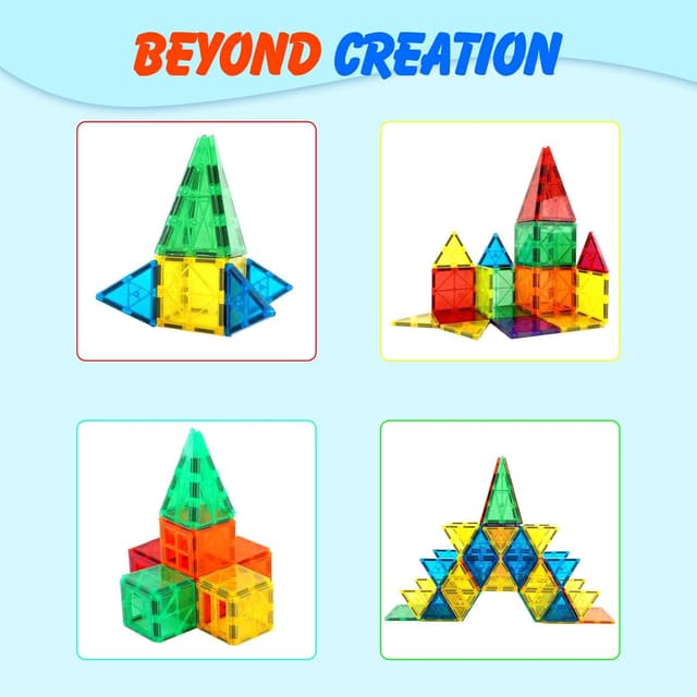 Thumbnail 6 de Gemmicc Magnetische Bausteine Deluxe (136-teilig) mit 2 Magnetautos – 3D Magnet-Puzzle & Stapelblöcke