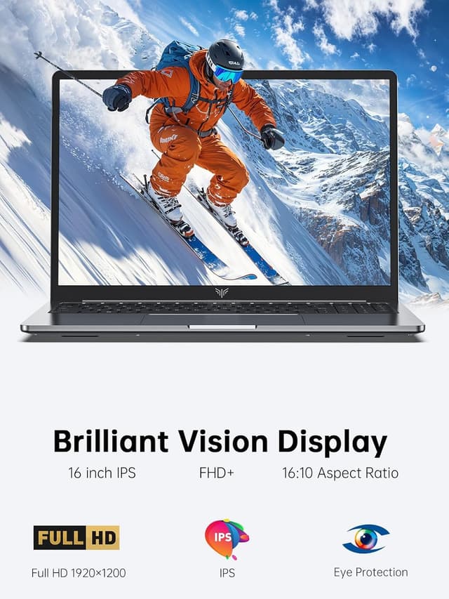 Detalle de KAIGERR 16GB DDR4 512GB SSD 16-inch Windows 11 Laptop (Intel 12th Quad-Core, up to 3.4GHz)