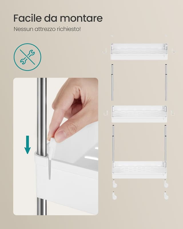 Thumbnail 6 de SONGMICS KSC009W01 Carrello portaoggetti 3 livelli 60,6 cm